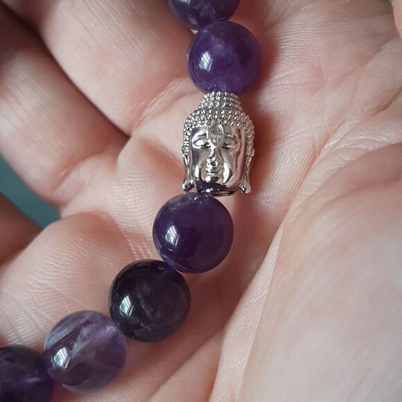 Amethyst Buddha Stretch Bracelet - Picture 2 of 4
